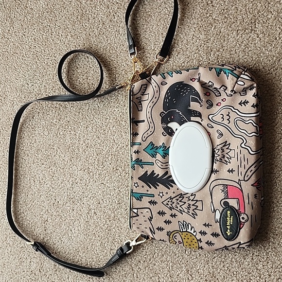 Other - Nature Print Tan Diaper Pouch